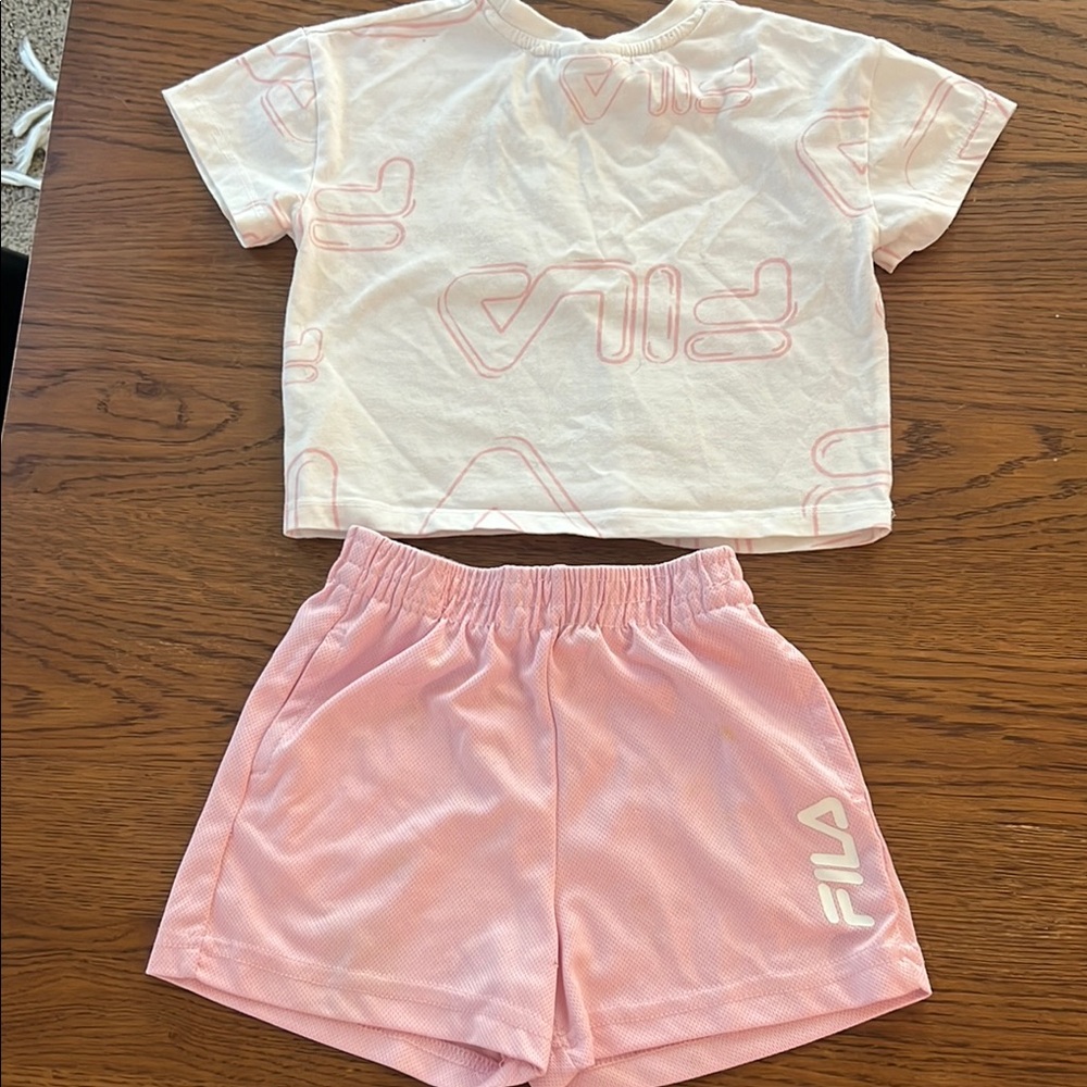 FILA Kids active wear Set - Pink and White
